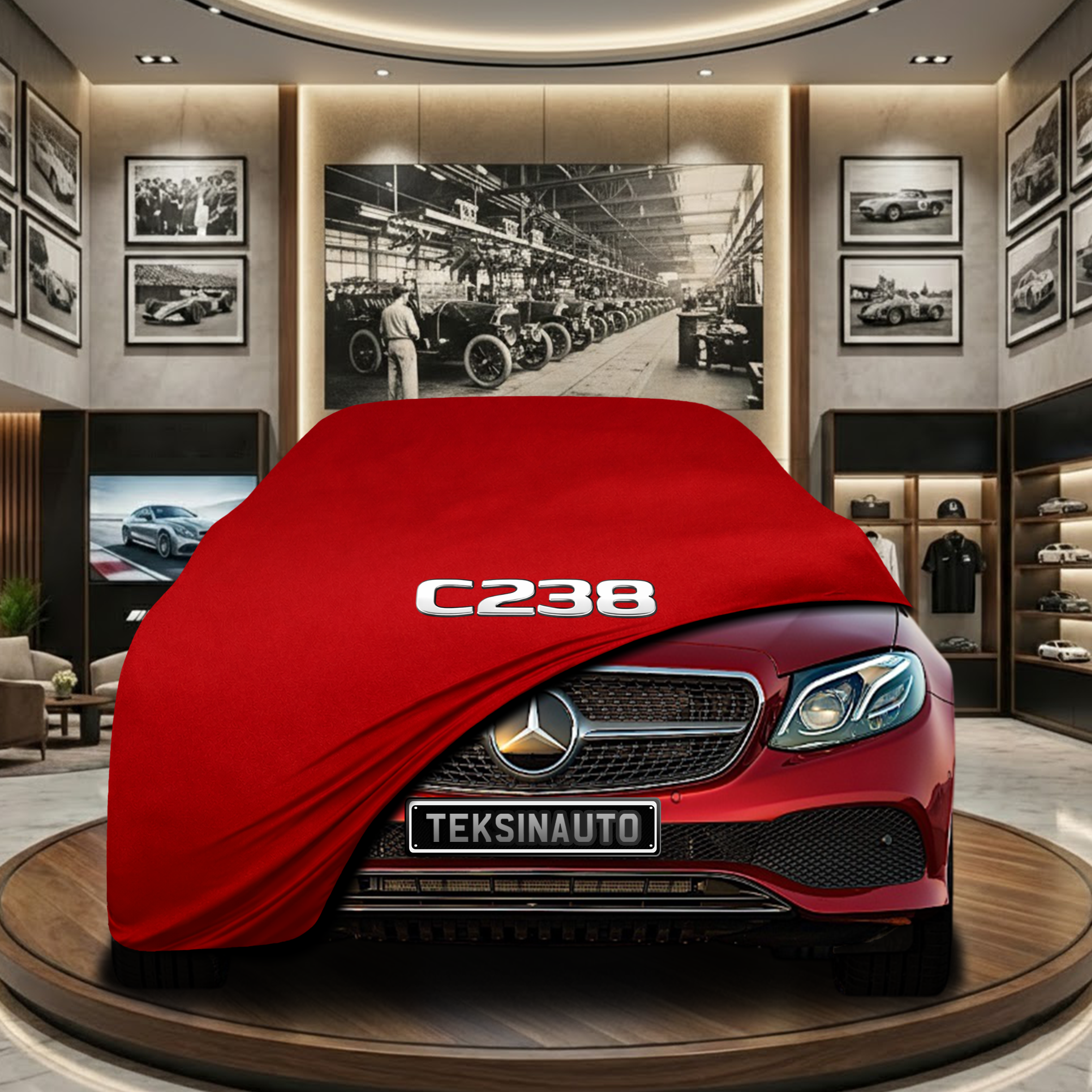 MERCEDES E C238 COUPE 2016-2023 Indoor Car Cover Custom Fit, Black, Gray, Blue, Red Color