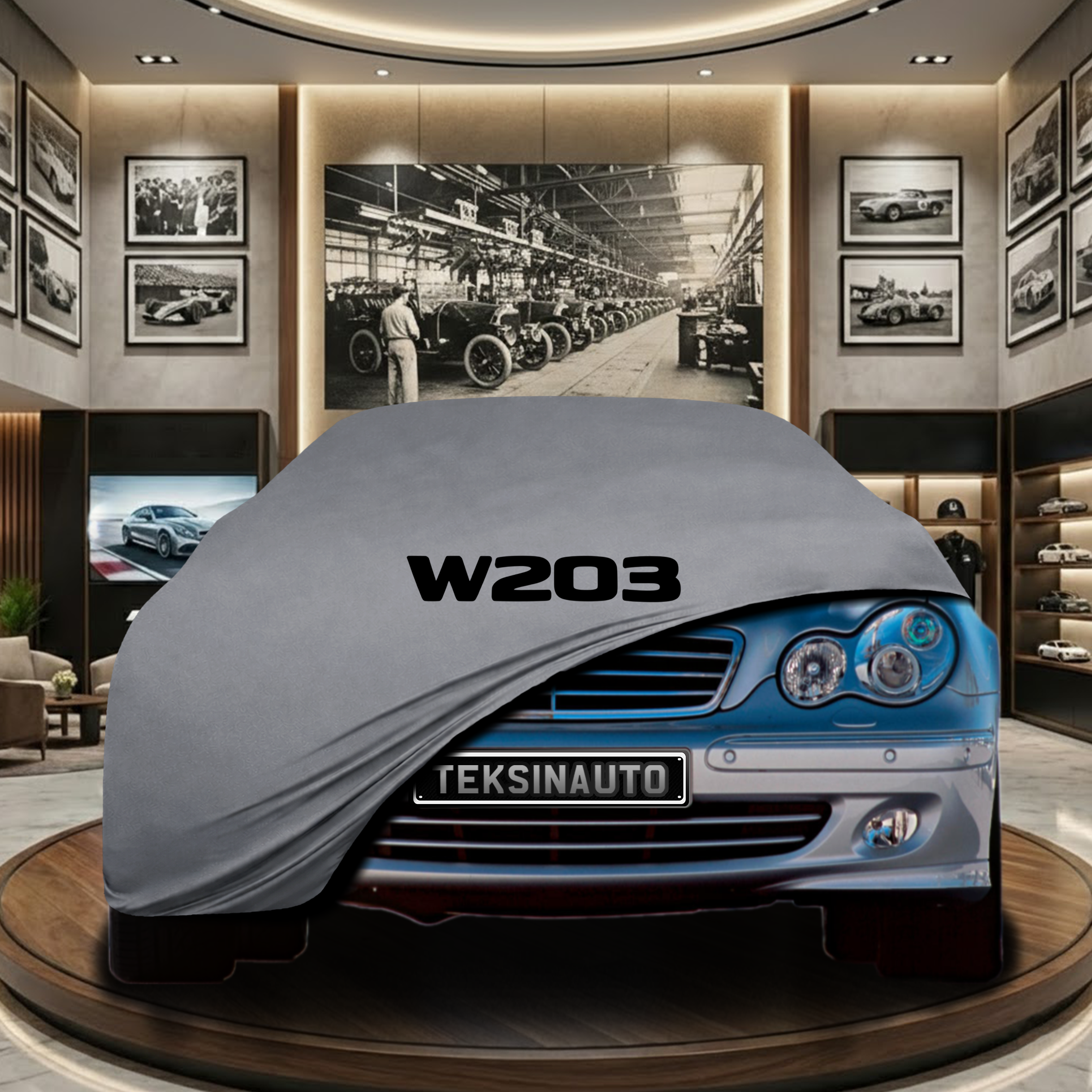 Mercedes Benz C W203 Indoor Car Cover Custom Fit, Black, Gray, Blue, Red Color