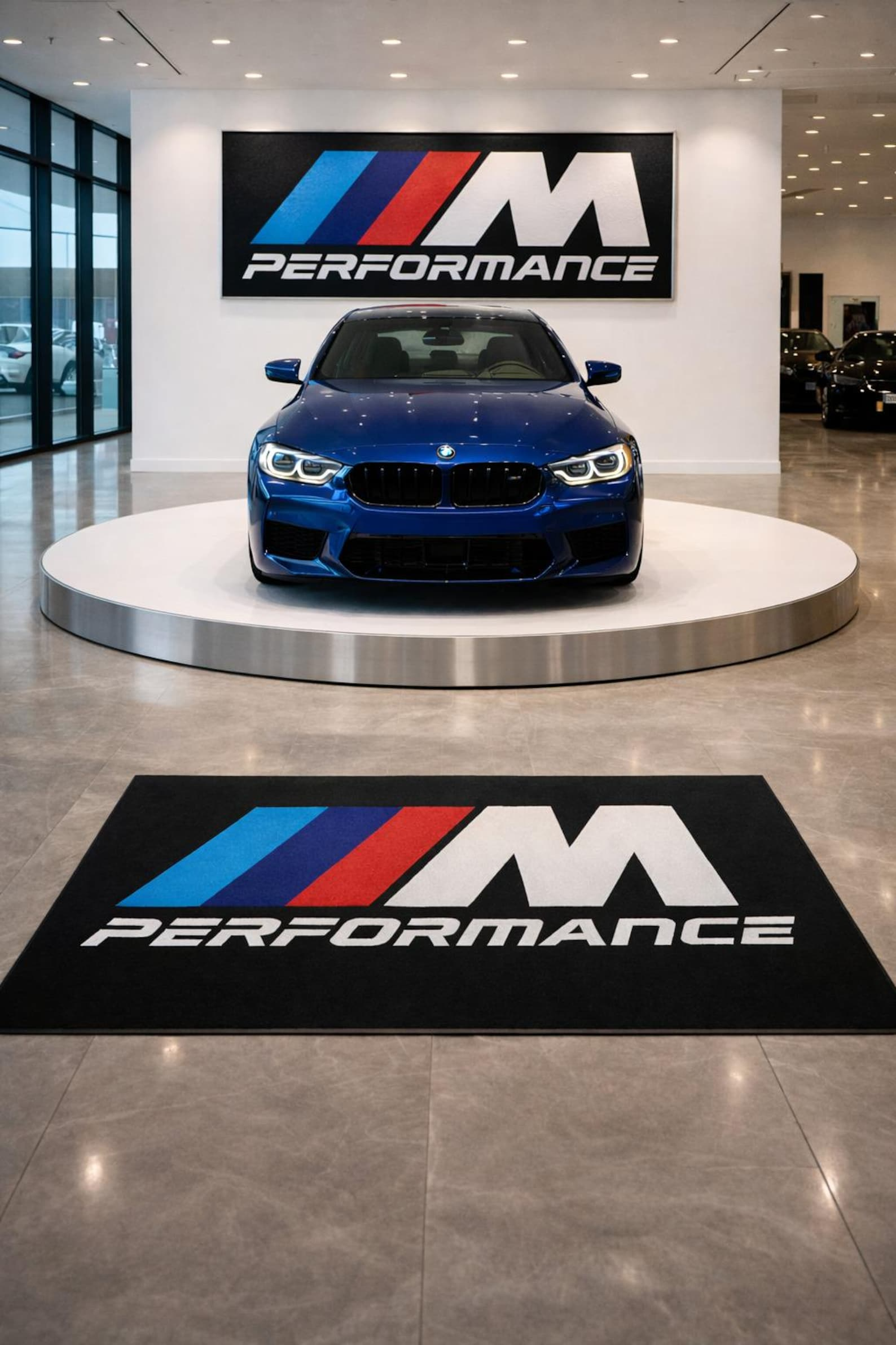 BMW M PERFORMANCE Premium Luxury Rug (60x87) INCH (150x220) cm Home, Garage & Display Carpet Auto Area Carpet, Car Garage Decor,Car Floor Mat
