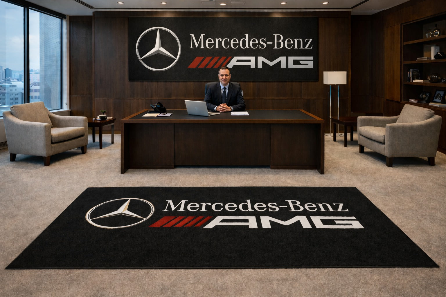 Mercedes Benz AMG Premium Luxury Rug (60x87) INCH (150x220) cm Home, Garage & Display Carpet Auto Area Carpet, Car Garage Decor,Car Floor Mat