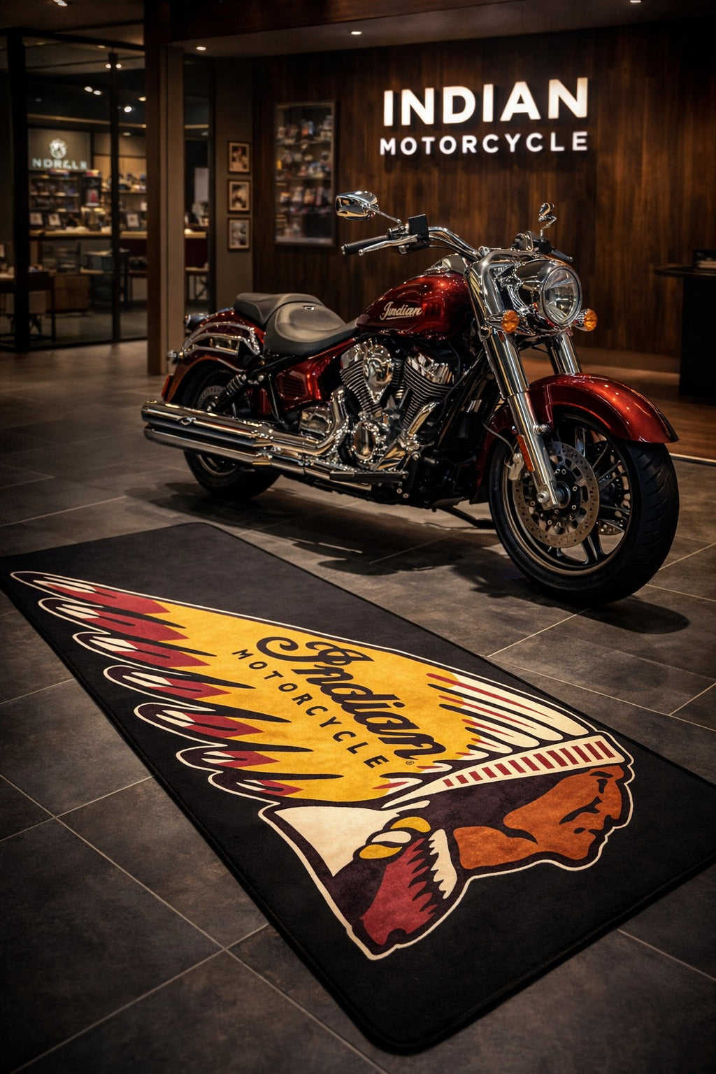 Indian Premium Custom Rug (28x87) INCHS (75x220)Cm – Motorcycle Garage & Room Decor