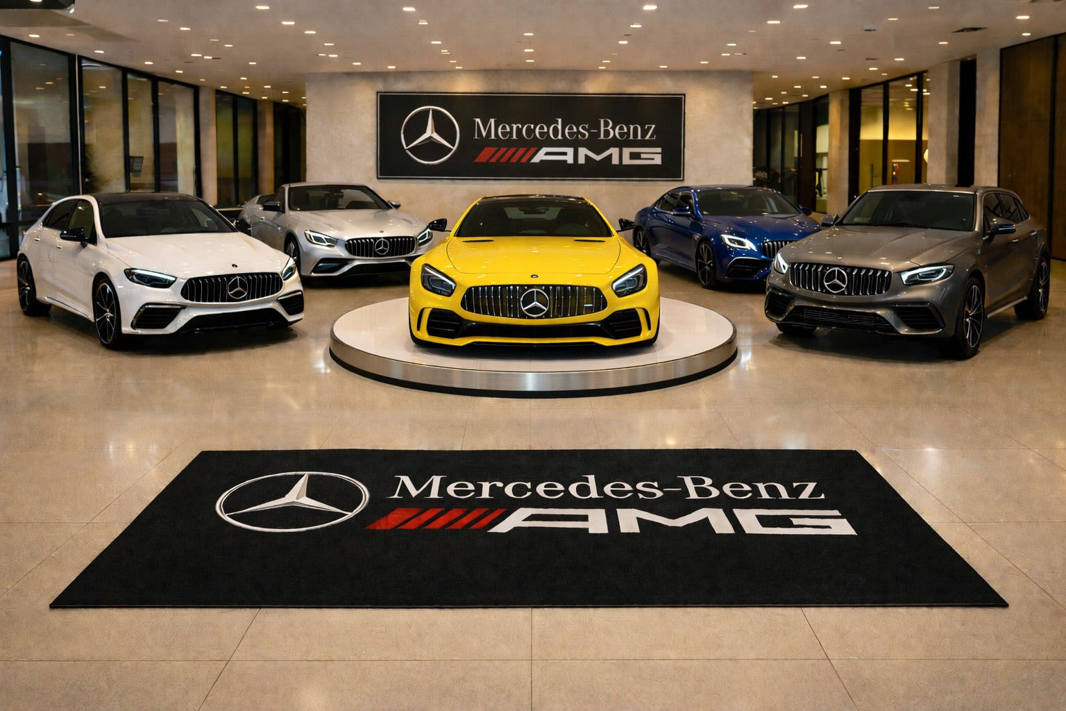 Mercedes Benz AMG Premium Luxury Rug (60x87) INCH (150x220) cm Home, Garage & Display Carpet Auto Area Carpet, Car Garage Decor,Car Floor Mat