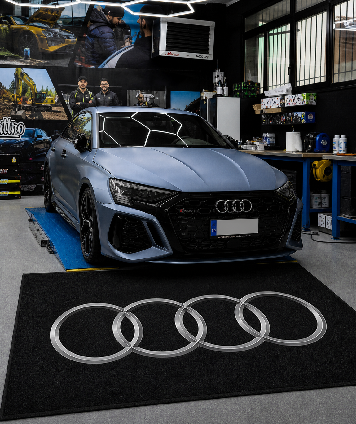 Audi Luxury Rug (60x87) INCH (150x220) cm Home, Garage & Display Carpet Auto Area Carpet, Car Garage Decor,Car Floor Mat