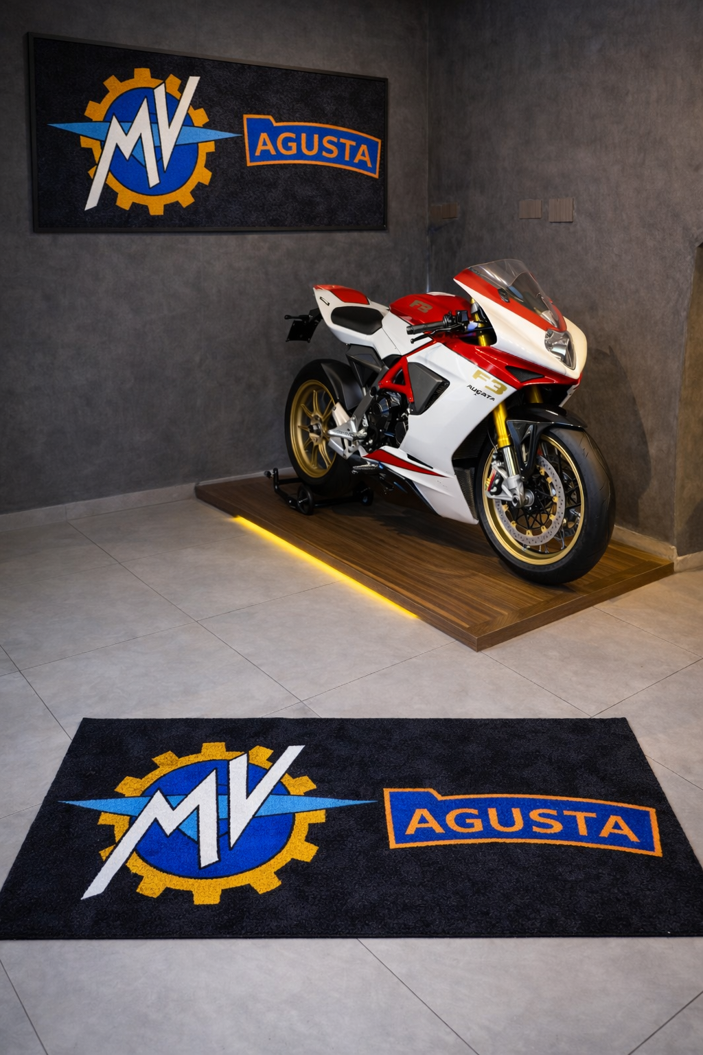 MV AGUSTA Premium Custom Rug (28x87) INCHS (75x220)Cm – Motorcycle Garage & Room Decor