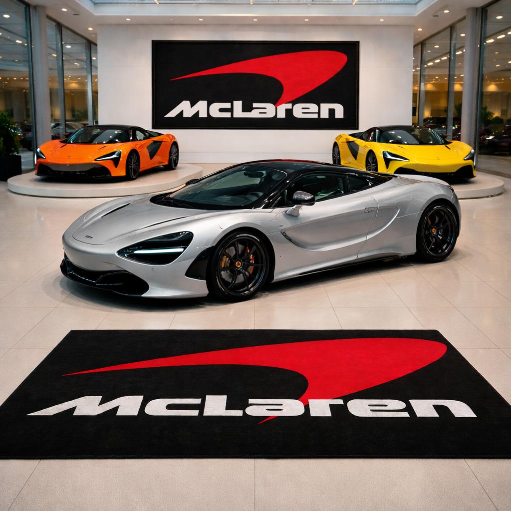McLaren Premium Luxury Rug (60x87) INCH (150x220) cm Home, Garage & Display Carpet Auto Area Carpet, Car Garage Decor,Car Floor Mat