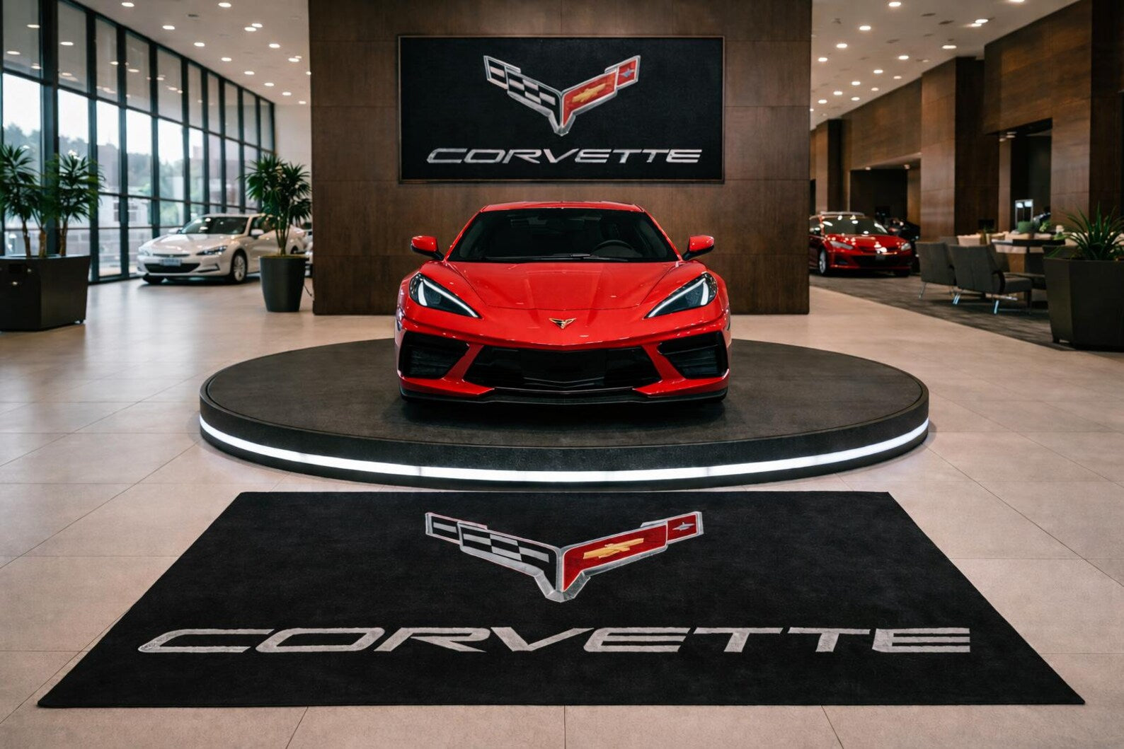 Corvette Premium Luxury Rug (60x87) INCH (150x220) cm Home, Garage & Display Carpet Auto Area Carpet, Car Garage Decor,Car Floor Mat