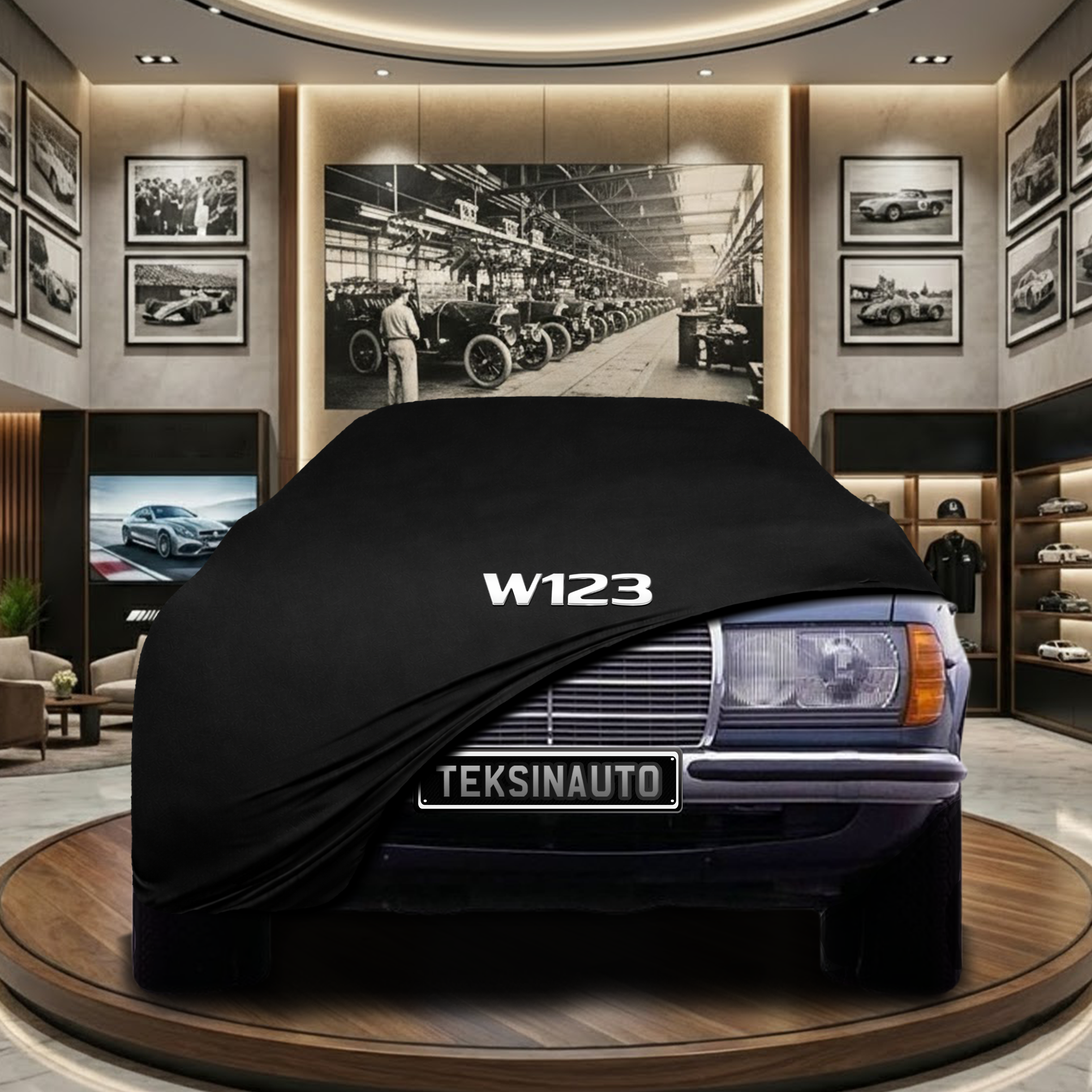 Mercedes Benz W123 Indoor Car Cover Custom Fit, Black, Gray, Blue, Red Color