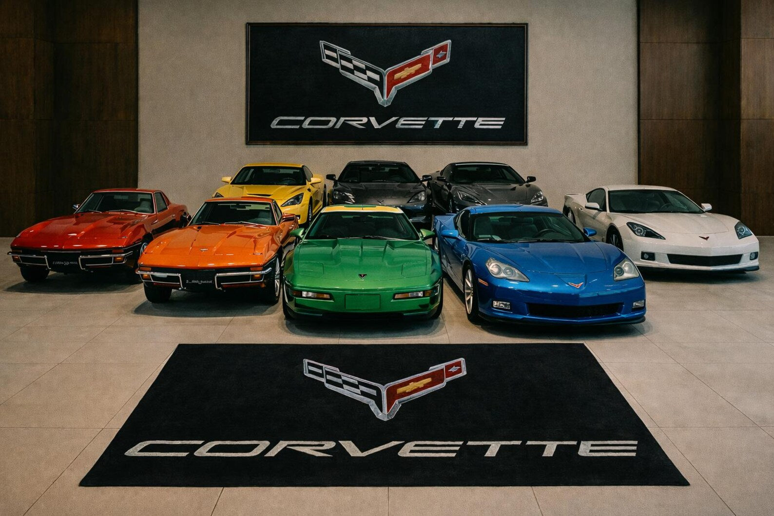 Corvette Premium Luxury Rug (60x87) INCH (150x220) cm Home, Garage & Display Carpet Auto Area Carpet, Car Garage Decor,Car Floor Mat