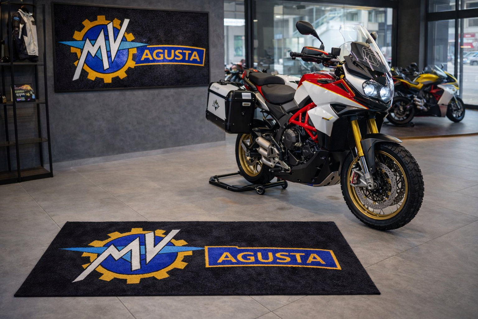 MV AGUSTA Premium Custom Rug (28x87) INCHS (75x220)Cm – Motorcycle Garage & Room Decor