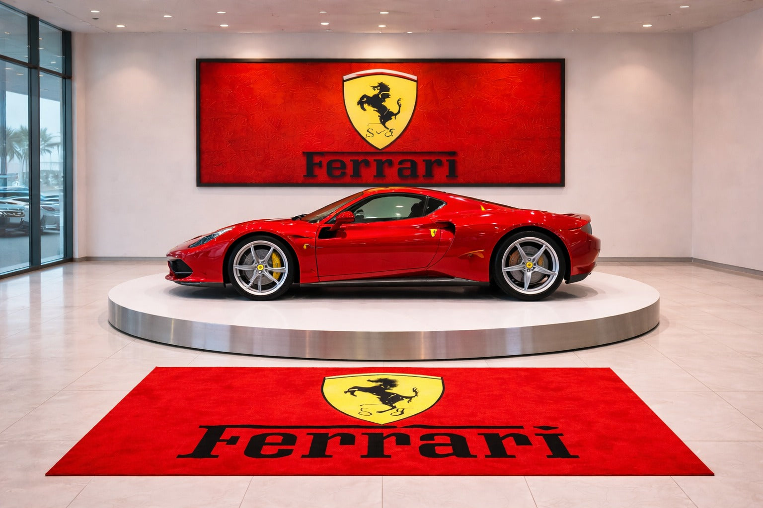 Ferrari Luxury Rug (60x87) INCH (150x220) cm Home, Garage & Display Carpet Auto Area Carpet, Car Garage Decor,Car Floor Mat
