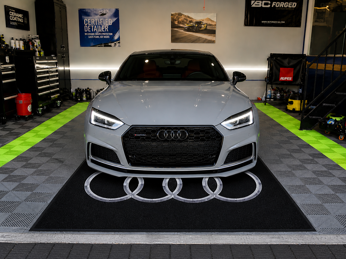 Audi Luxury Rug (60x87) INCH (150x220) cm Home, Garage & Display Carpet Auto Area Carpet, Car Garage Decor,Car Floor Mat