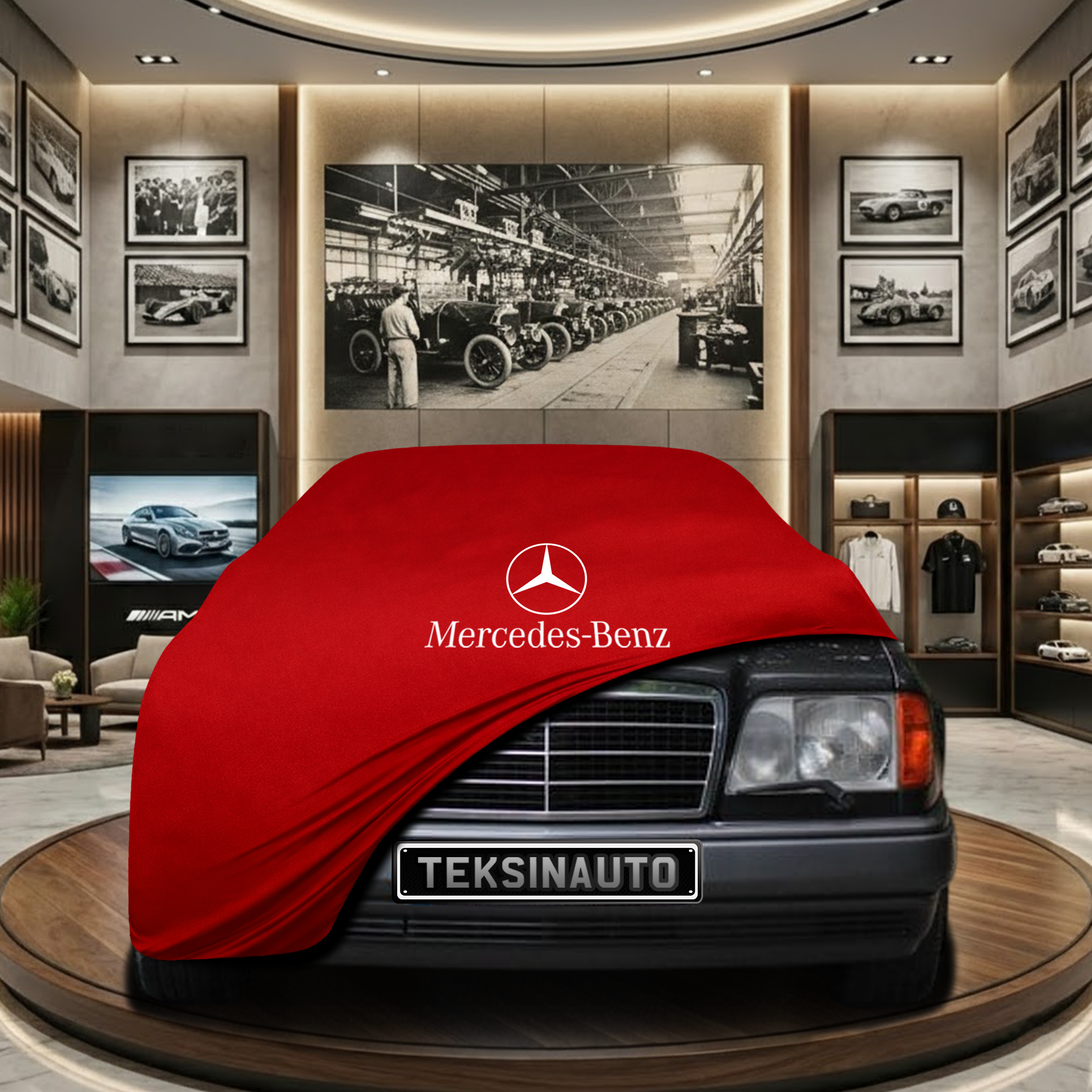 MERCEDES E C124 COUPE 1984-1995 Indoor Car Cover Custom Fit, Black, Gray, Blue, Red Color