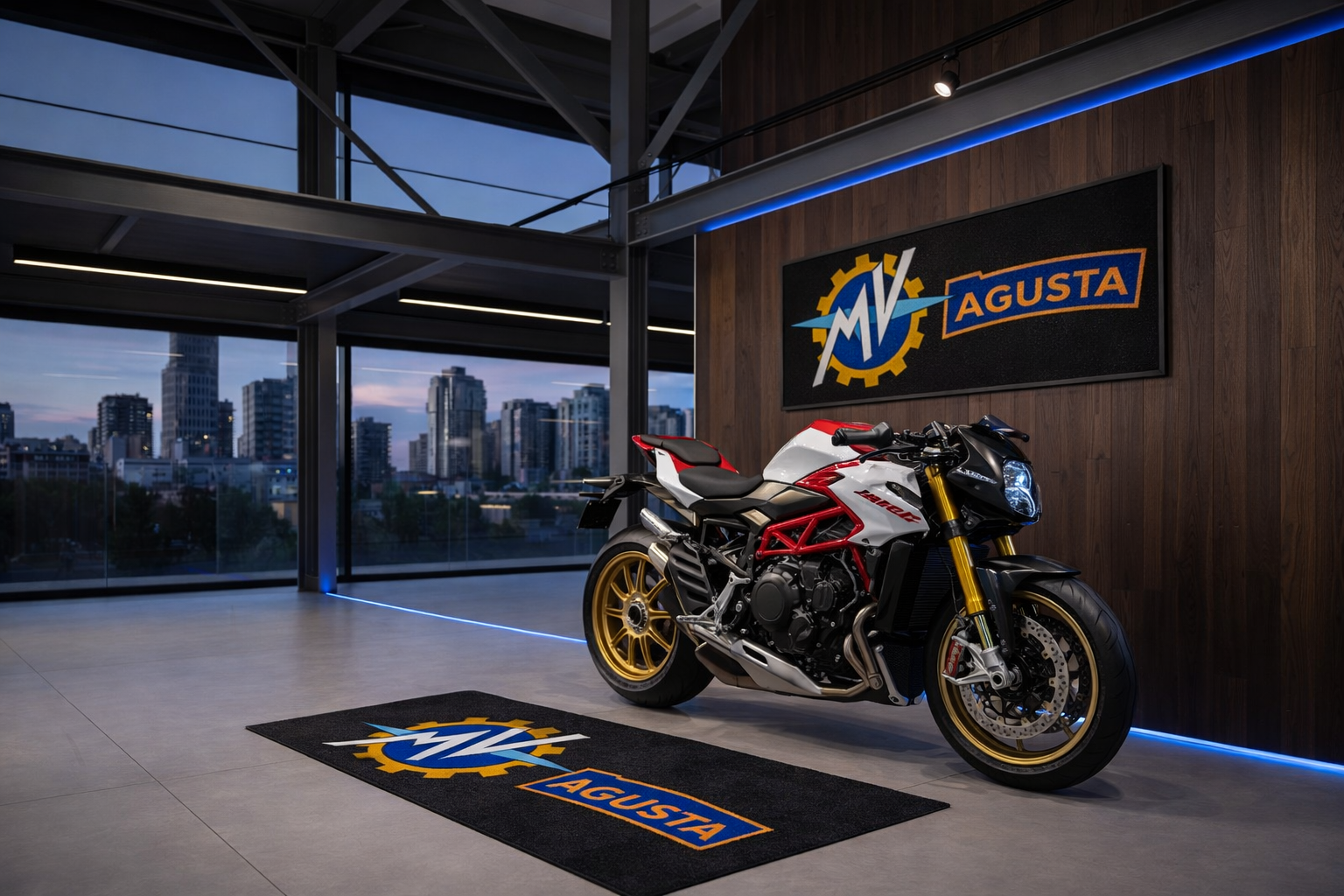 MV AGUSTA Premium Custom Rug (28x87) INCHS (75x220)Cm – Motorcycle Garage & Room Decor