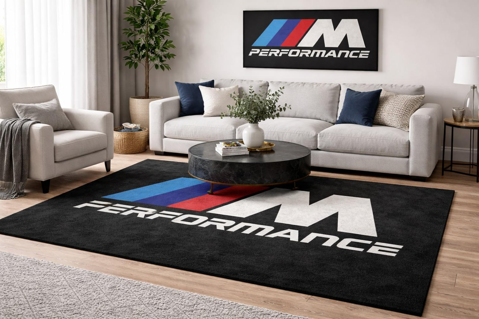 BMW M PERFORMANCE Premium Luxury Rug (60x87) INCH (150x220) cm Home, Garage & Display Carpet Auto Area Carpet, Car Garage Decor,Car Floor Mat