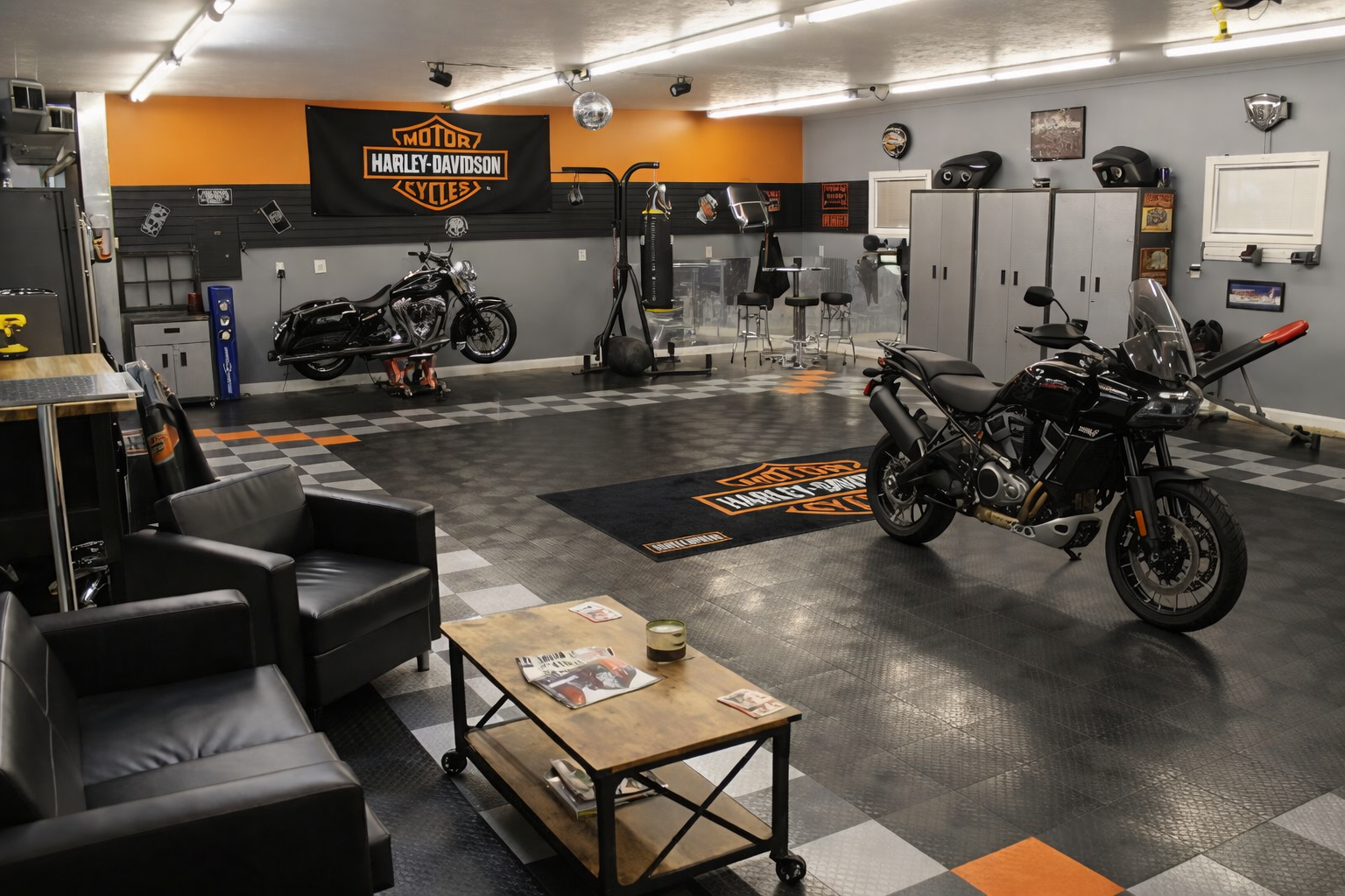 Harley Davidson Premium Custom Rug (28x87) INCHS (75x220)Cm – Motorcycle Garage & Room Decor