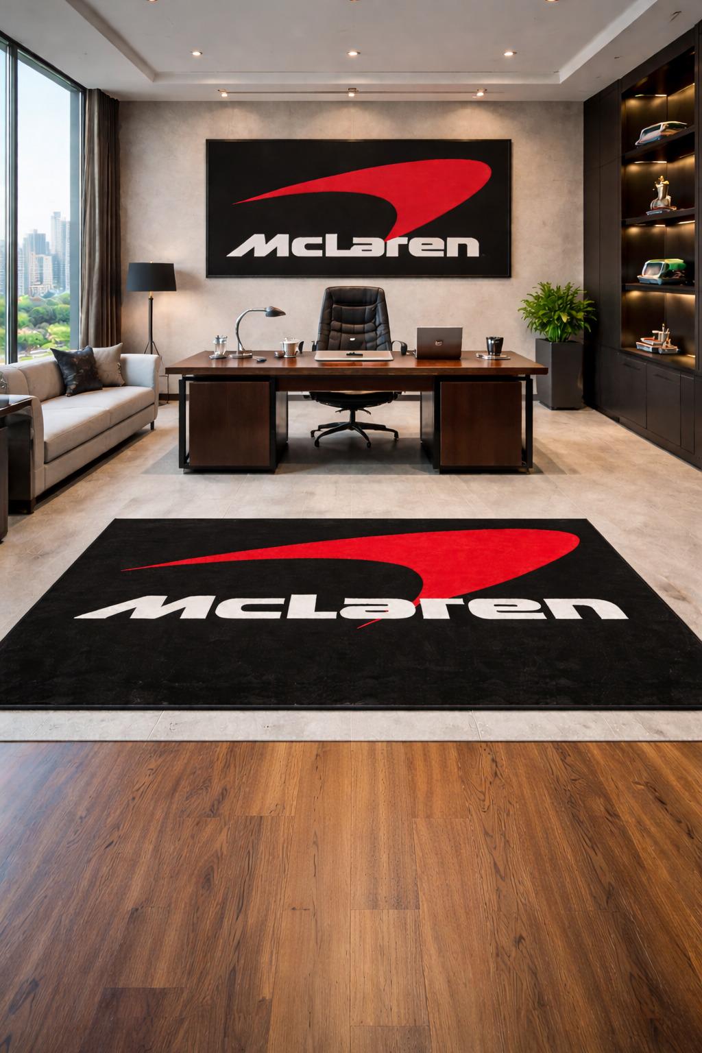 McLaren Premium Luxury Rug (60x87) INCH (150x220) cm Home, Garage & Display Carpet Auto Area Carpet, Car Garage Decor,Car Floor Mat