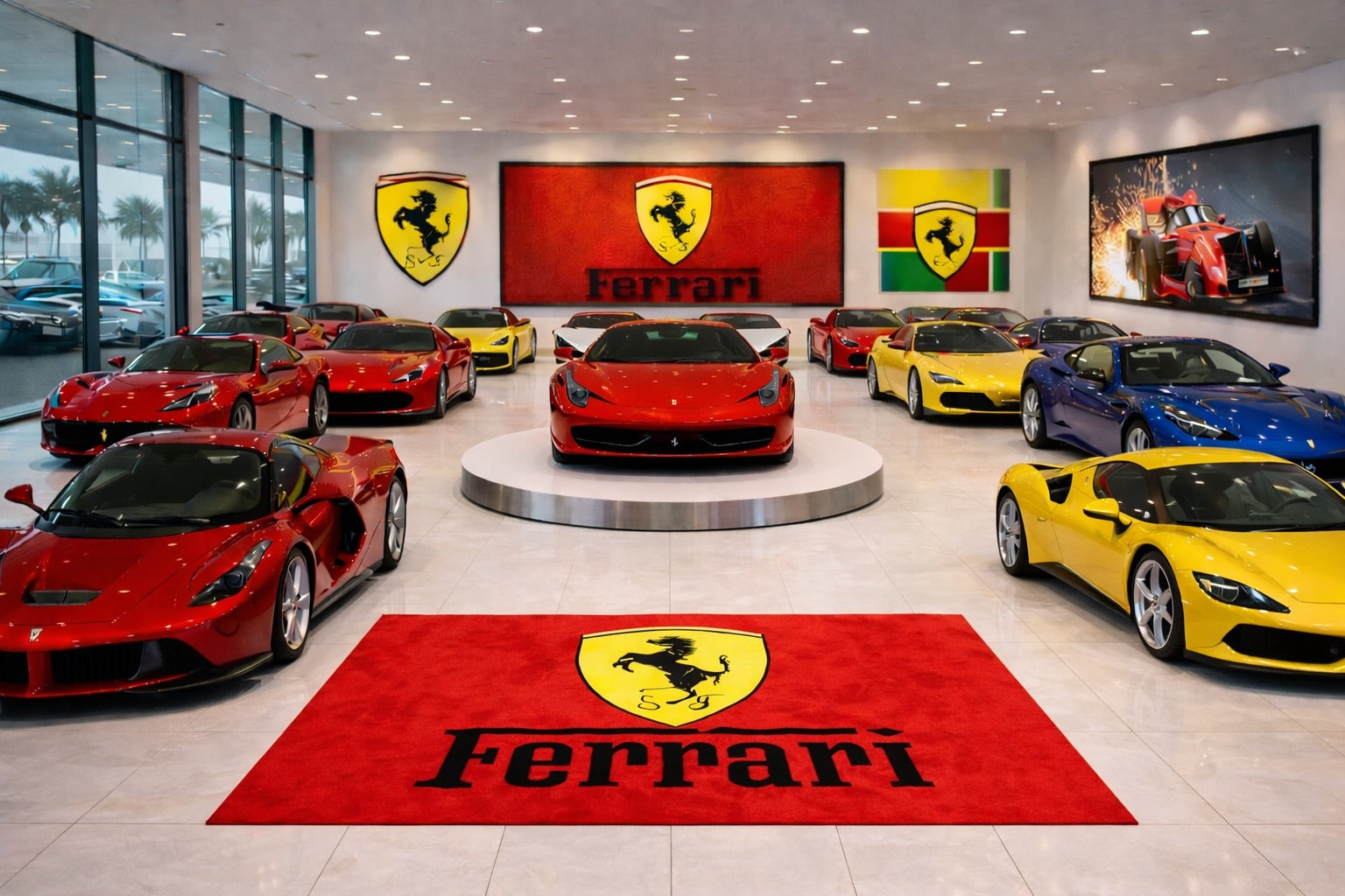 Ferrari Luxury Rug (60x87) INCH (150x220) cm Home, Garage & Display Carpet Auto Area Carpet, Car Garage Decor,Car Floor Mat