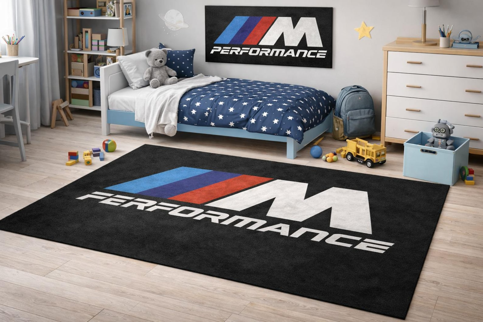 BMW M PERFORMANCE Premium Luxury Rug (60x87) INCH (150x220) cm Home, Garage & Display Carpet Auto Area Carpet, Car Garage Decor,Car Floor Mat