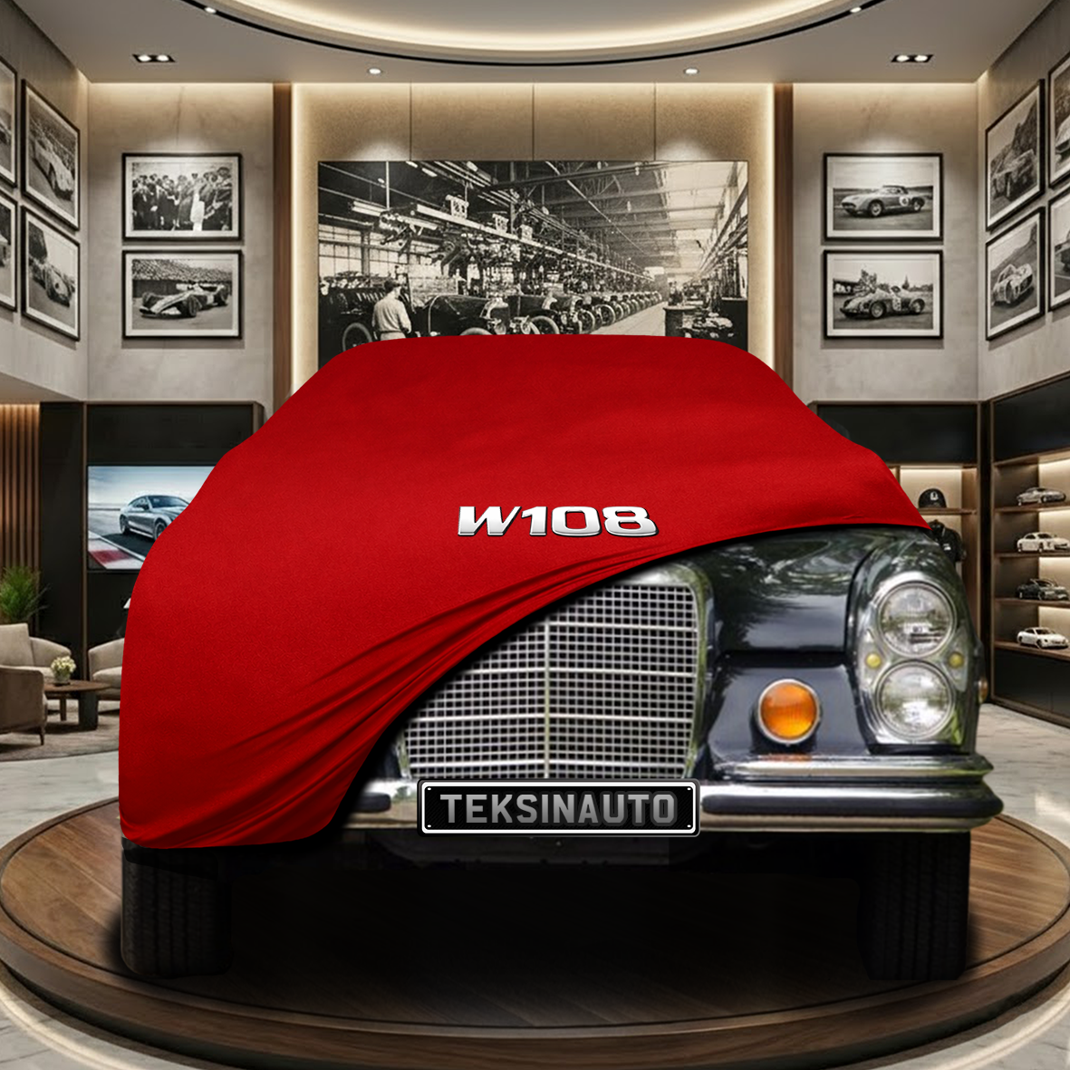 Mercedes Benz W108 Indoor Car Cover Custom Fit, Black, Gray, Blue, Red Color