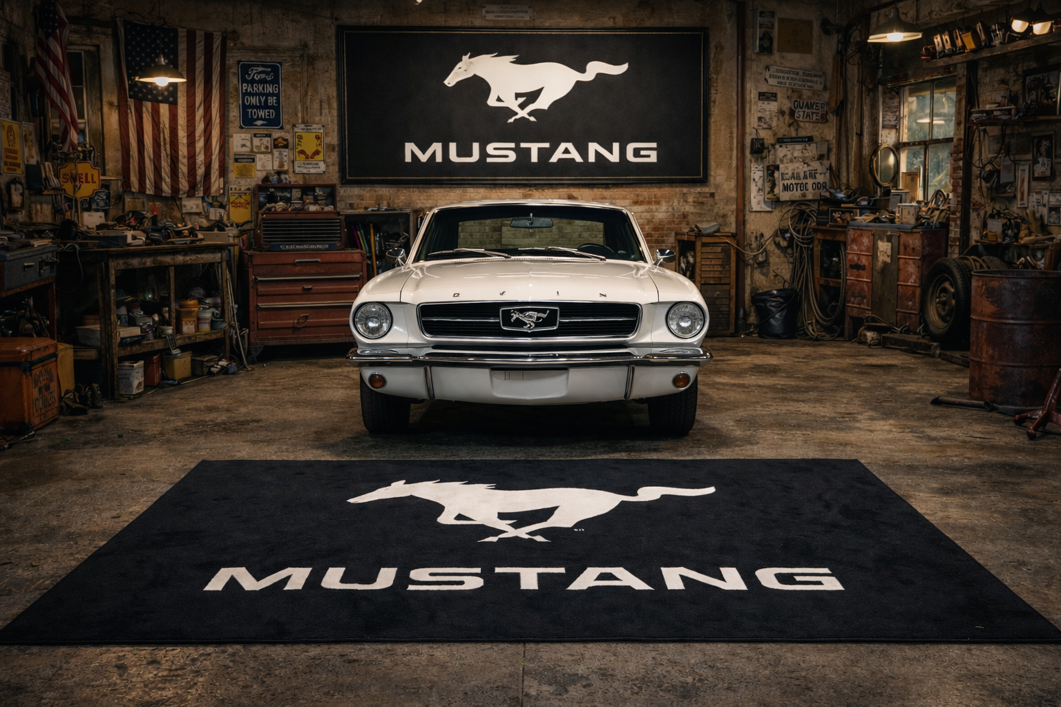 MUSTANG Premium Luxury Rug (60x87) INCH (150x220) cm Home, Garage & Display Carpet Auto Area Carpet, Car Garage Decor,Car Floor Mat