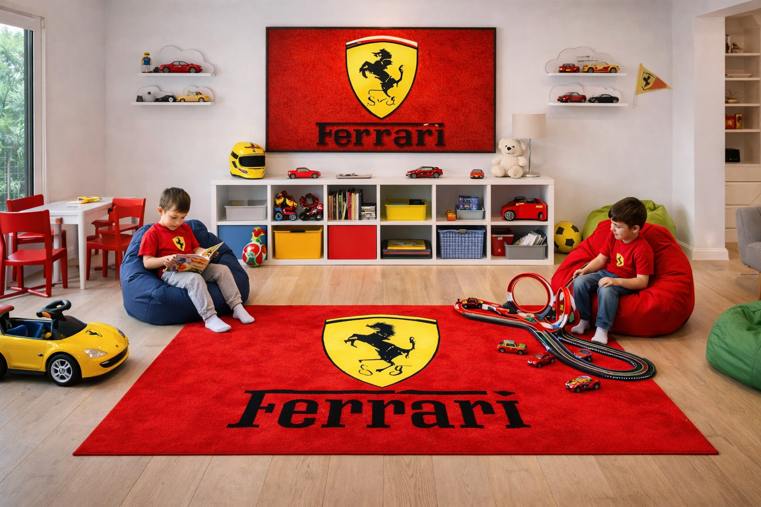 Ferrari Luxury Rug (60x87) INCH (150x220) cm Home, Garage & Display Carpet Auto Area Carpet, Car Garage Decor,Car Floor Mat