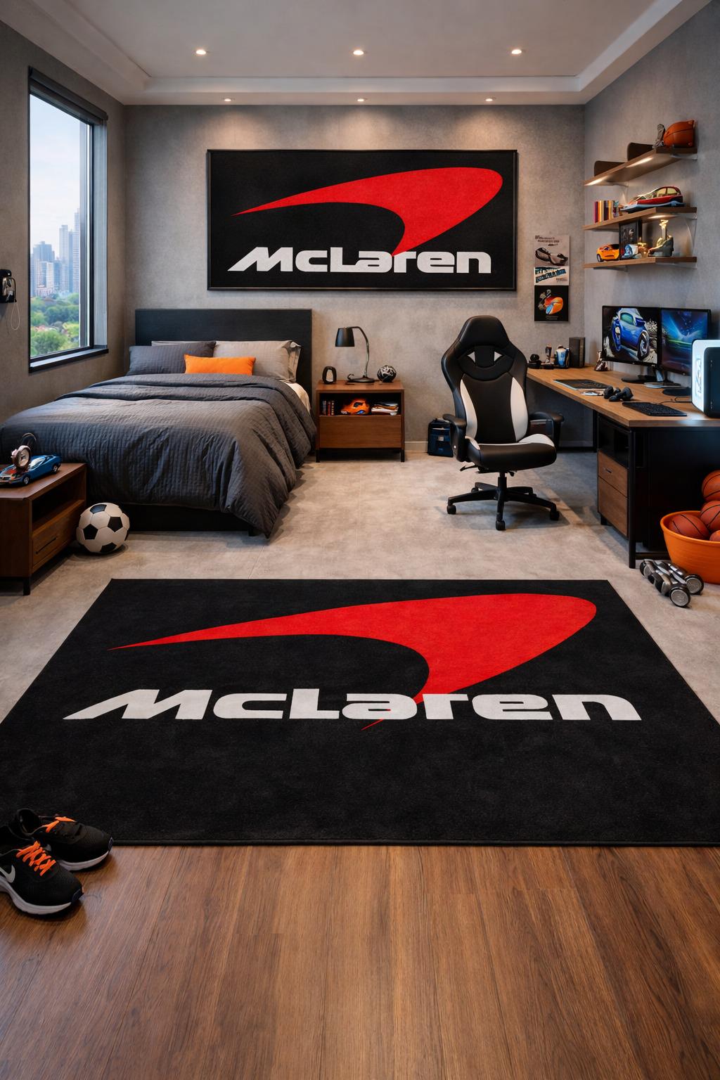 McLaren Premium Luxury Rug (60x87) INCH (150x220) cm Home, Garage & Display Carpet Auto Area Carpet, Car Garage Decor,Car Floor Mat