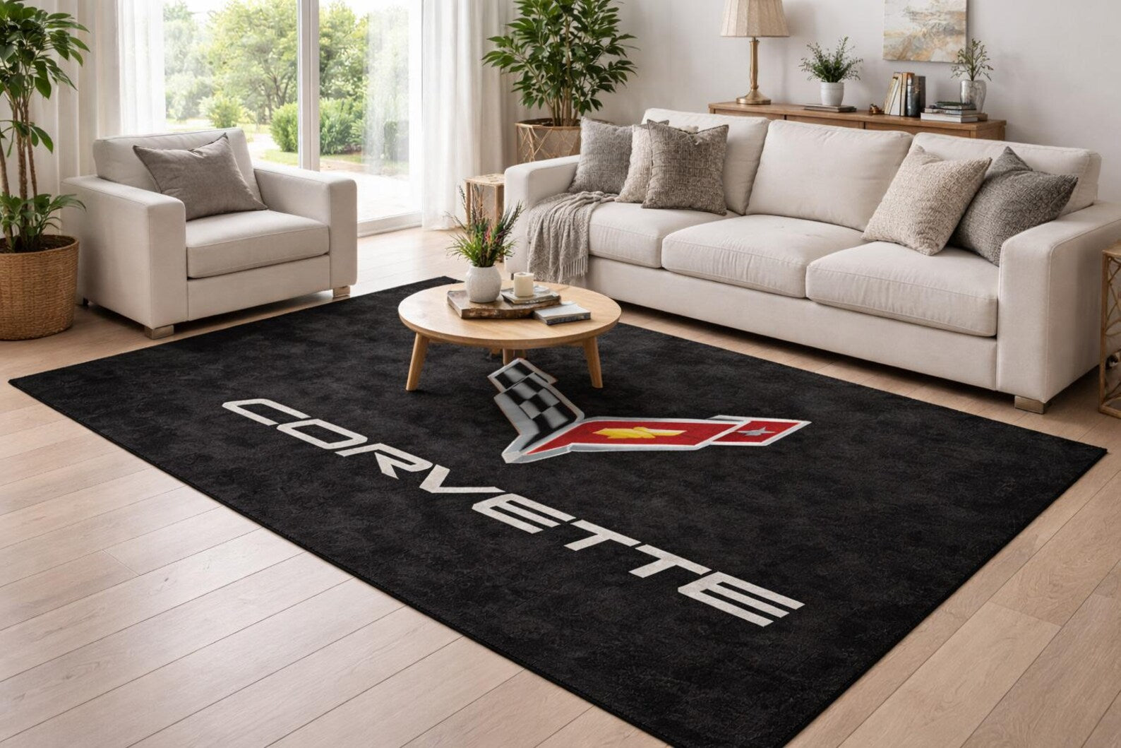 Corvette Premium Luxury Rug (60x87) INCH (150x220) cm Home, Garage & Display Carpet Auto Area Carpet, Car Garage Decor,Car Floor Mat