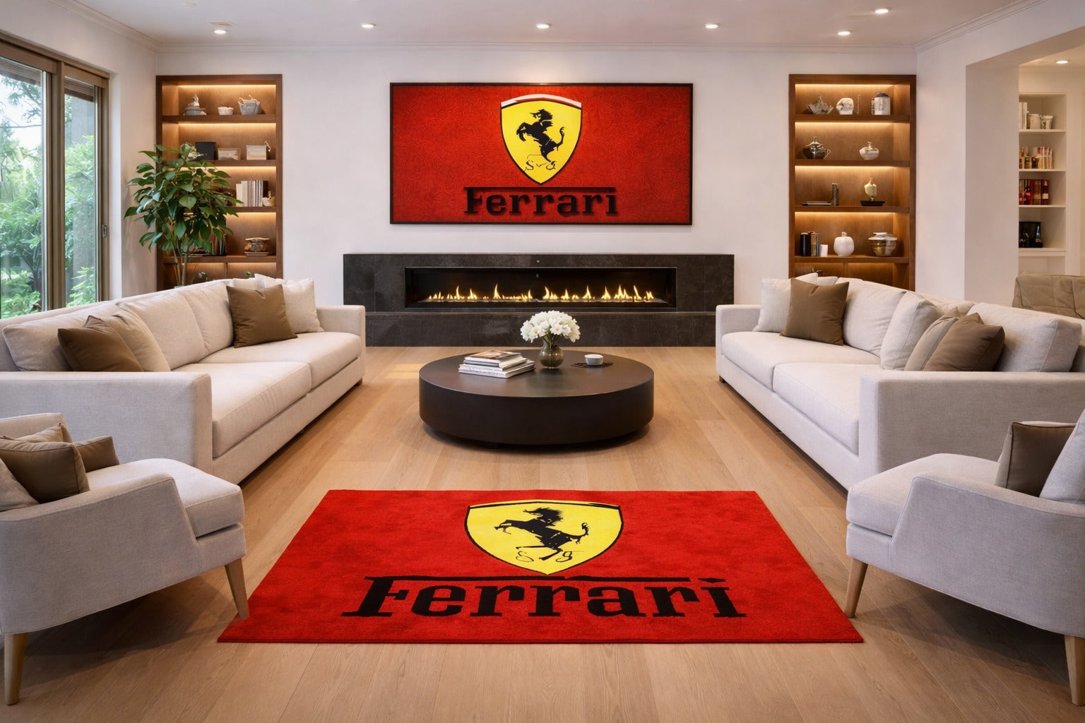 Ferrari Luxury Rug (60x87) INCH (150x220) cm Home, Garage & Display Carpet Auto Area Carpet, Car Garage Decor,Car Floor Mat