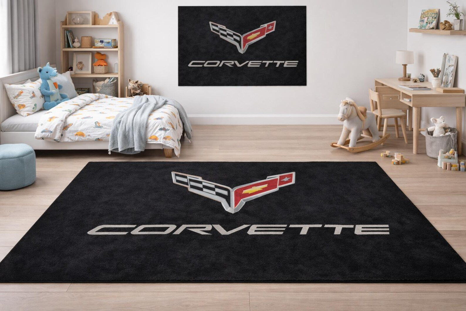 Corvette Premium Luxury Rug (60x87) INCH (150x220) cm Home, Garage & Display Carpet Auto Area Carpet, Car Garage Decor,Car Floor Mat