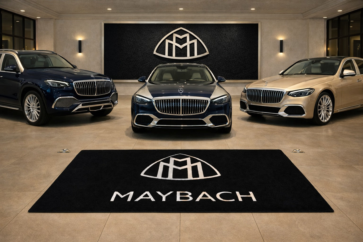 Mercedes Maybach Premium Luxury Rug (60x87) INCH (150x220) cm Home, Garage & Display Carpet Auto Area Carpet, Car Garage Decor,Car Floor Mat