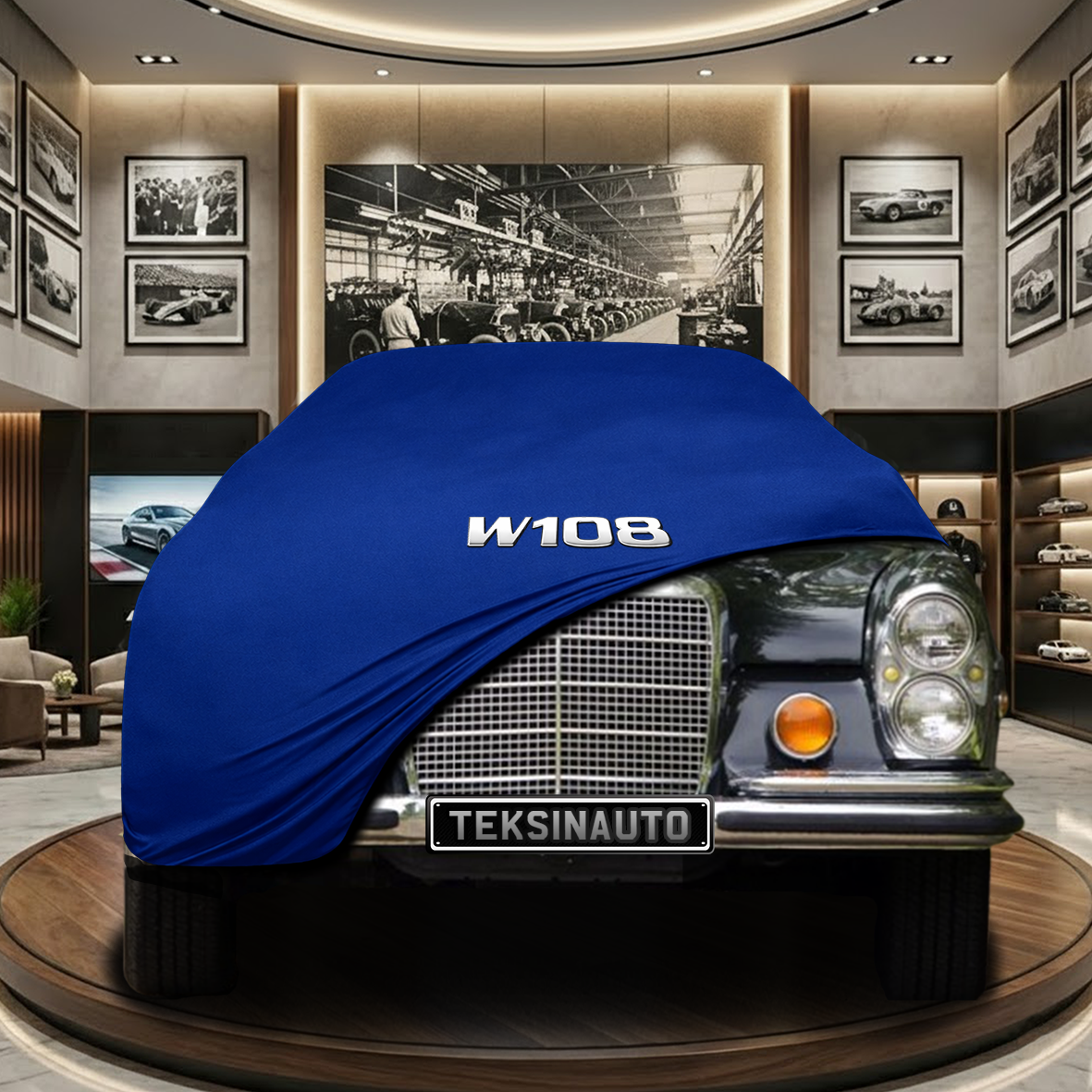 Mercedes Benz W108 Indoor Car Cover Custom Fit, Black, Gray, Blue, Red Color