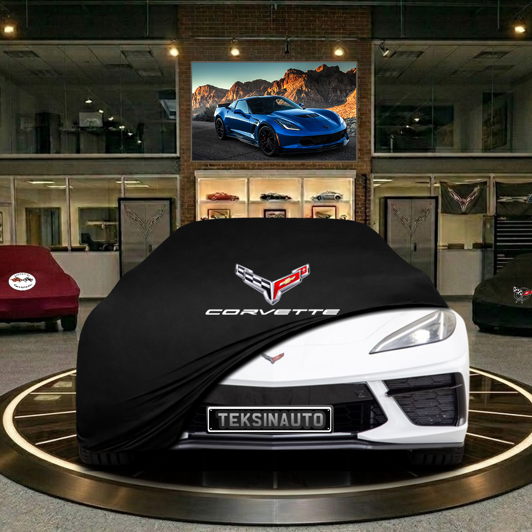 Chevrolet Corvette C8 (2020-) Custom Fit Indoor Car Cover Soft Stretch Black Gray Blue Red Dust Protection Garage Cover Laser Cut + Bag