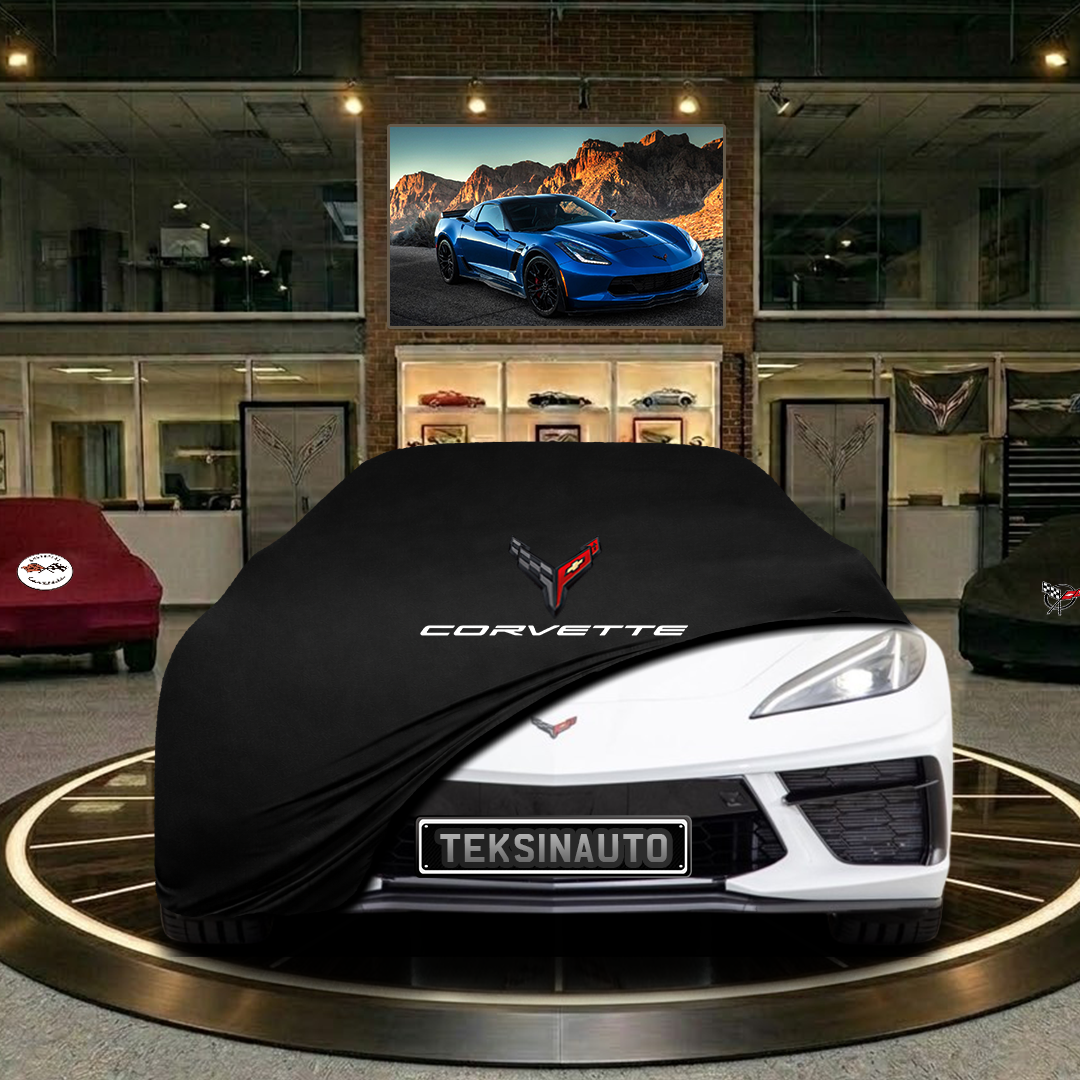 Chevrolet Corvette C8 (2020-) Custom Fit Indoor Car Cover Soft Stretch Black Gray Blue Red Dust Protection Garage Cover Laser Cut + Bag