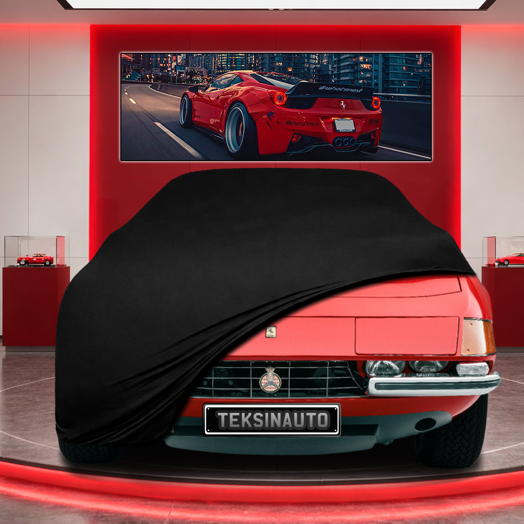 Ferrari GTB4 Daytona (1968-1970) Custom Fit Indoor Car Cover Soft Stretch Black Gray Blue Red Dust Protection Garage Cover Laser Cut + Bag