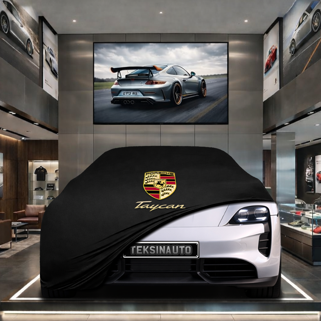 Porsche Taycan (Y1A)Custom Fit Indoor Car Cover Soft Stretch Black Gray Blue Red Dust Protection Garage Cover Laser Cut + Bag