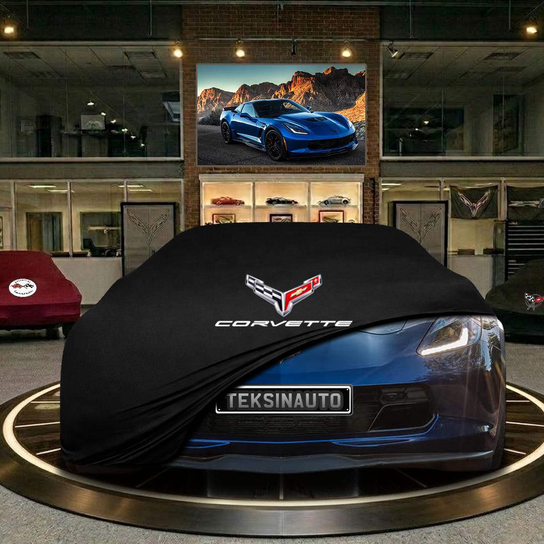 Corvette C7 (2014-2019) Custom Fit Indoor Car Cover Soft Stretch Black Gray Blue Red Dust Protection Garage Cover Laser Cut + Bag