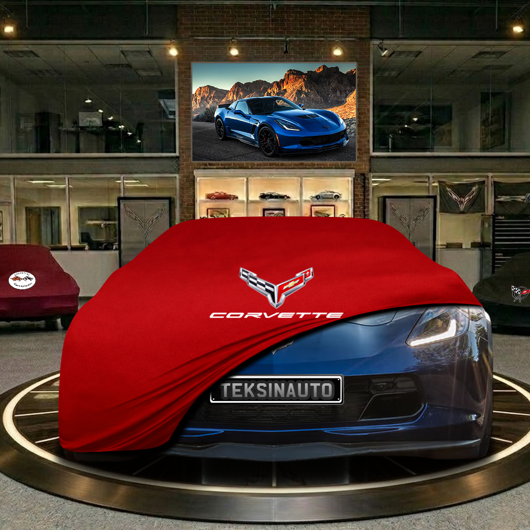 Corvette C7 (2014-2019) Custom Fit Indoor Car Cover Soft Stretch Black Gray Blue Red Dust Protection Garage Cover Laser Cut + Bag
