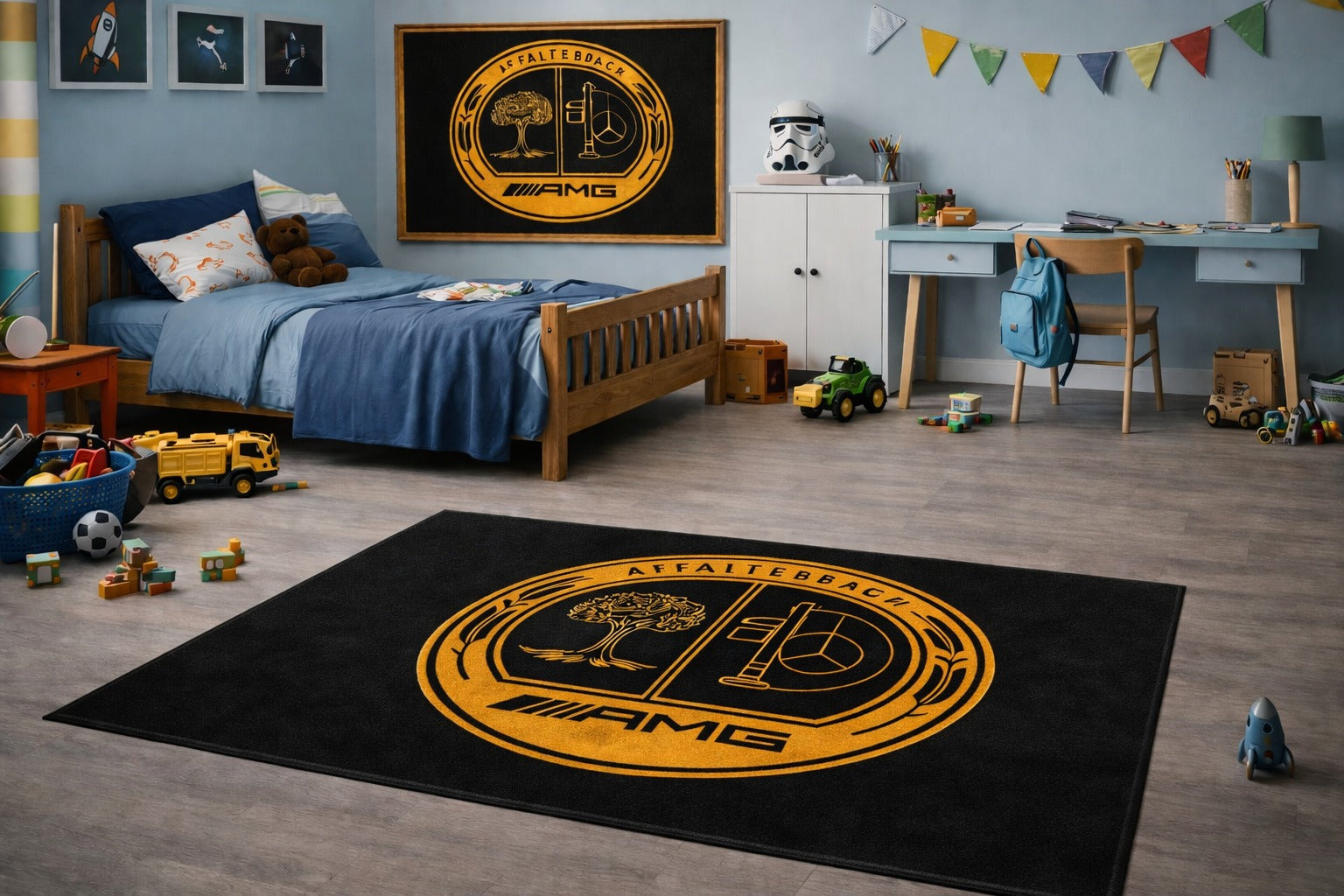 Mercedes Benz Affelterbach Premium Luxury Rug (60x87) INCH (150x220) cm Home, Garage & Display Carpet Auto Area Carpet, Car Garage Decor,Car Floor Mat