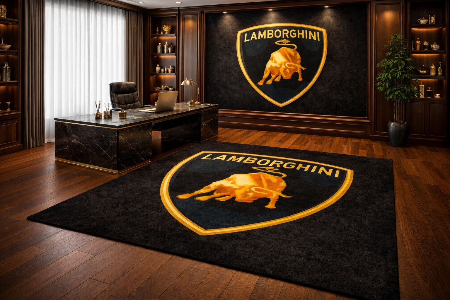 LAMBORGHINI Premium Luxury Rug (60x87) INCH (150x220) cm Home, Garage & Display Carpet Auto Area Carpet, Car Garage Decor,Car Floor Mat