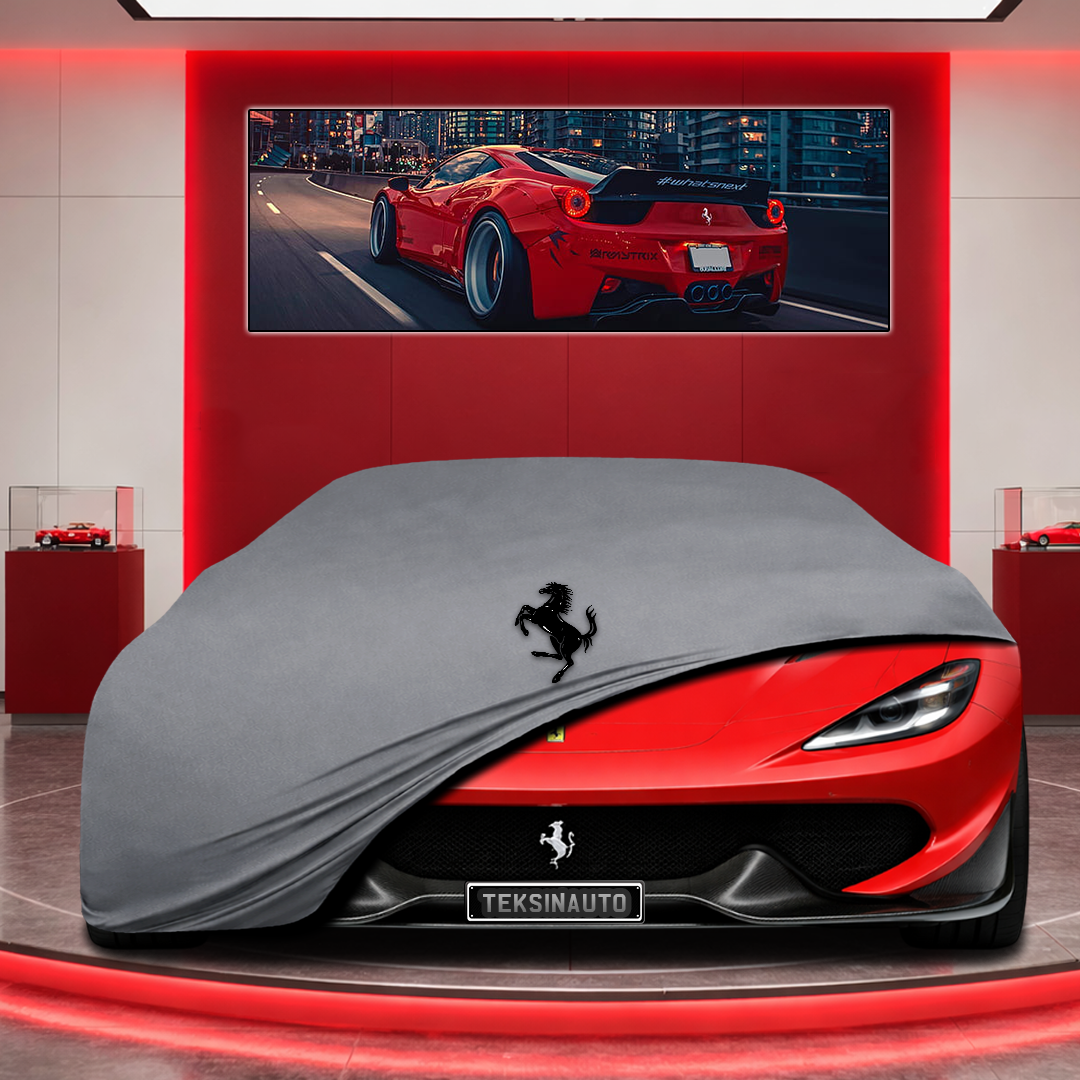 Ferrari Sergio Custom Fit Indoor Car Cover Soft Stretch Black Gray Blue Red Dust Protection Garage Cover Laser Cut + Bag