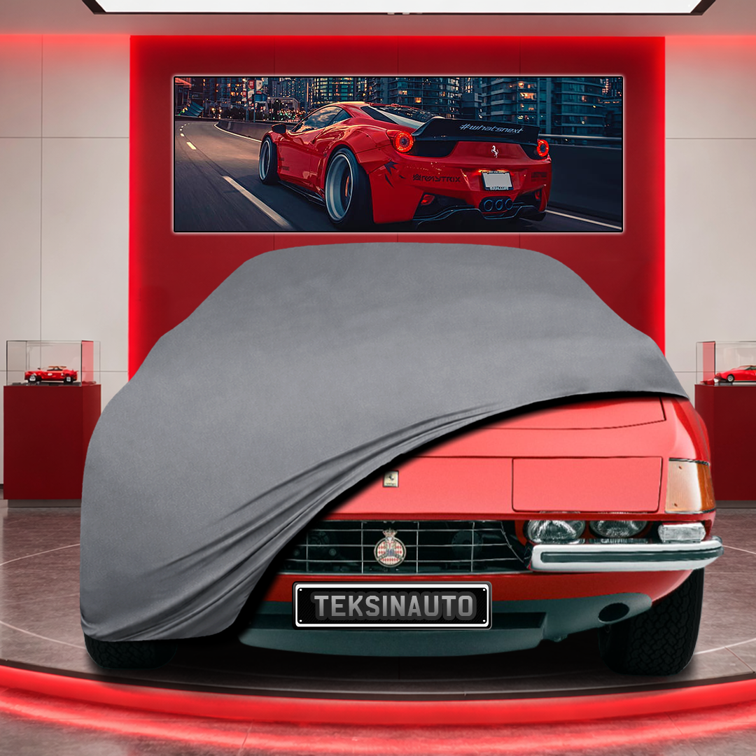 Ferrari GTS4 Daytona (1971 - 1973) Custom Fit Indoor Car Cover Soft Stretch Black Gray Blue Red Dust Protection Garage Cover Laser Cut + Bag