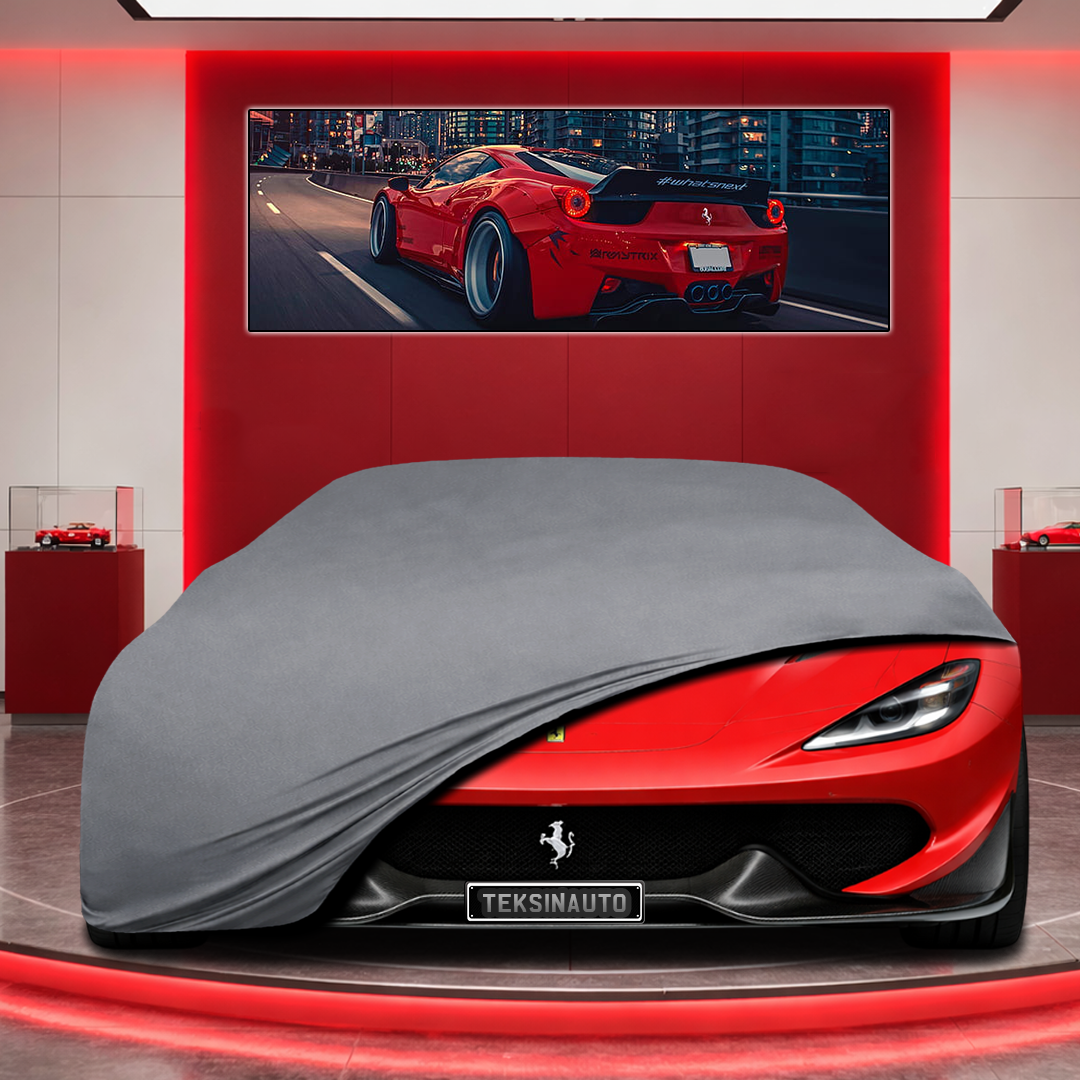 Ferrari Sergio Custom Fit Indoor Car Cover Soft Stretch Black Gray Blue Red Dust Protection Garage Cover Laser Cut + Bag