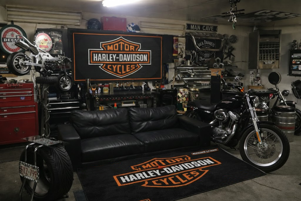 Harley Davidson Premium Custom Rug (28x87) INCHS (75x220)Cm – Motorcycle Garage & Room Decor