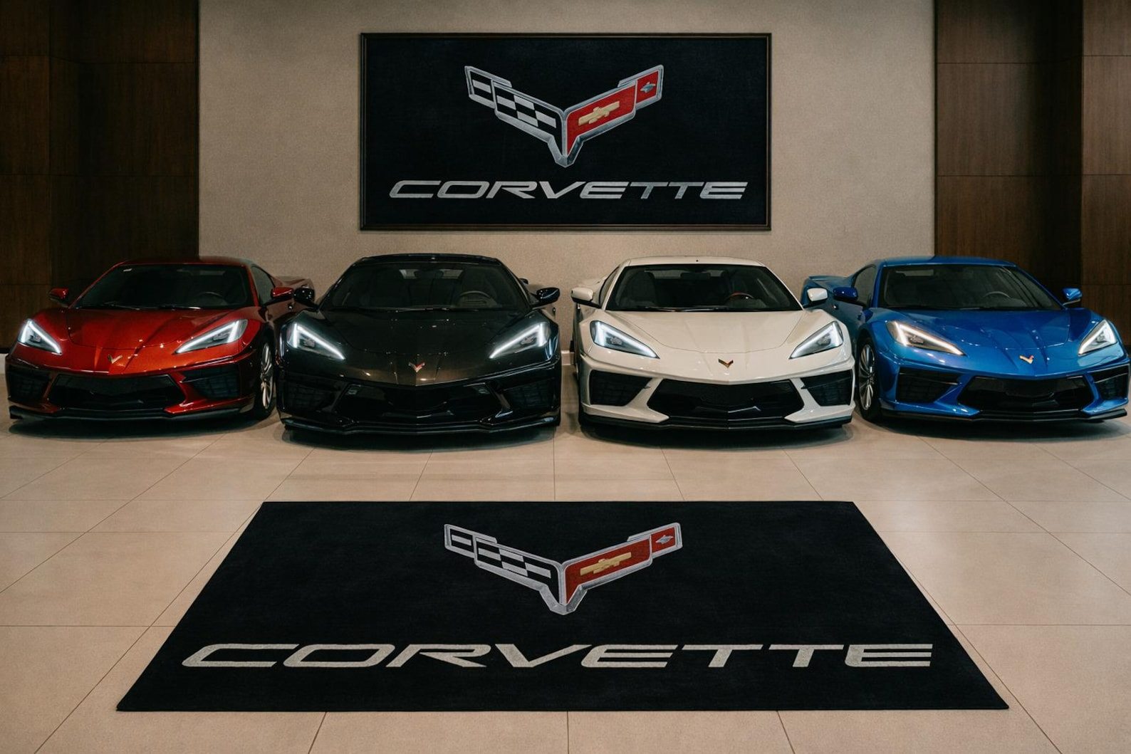 Corvette Premium Luxury Rug (60x87) INCH (150x220) cm Home, Garage & Display Carpet Auto Area Carpet, Car Garage Decor,Car Floor Mat
