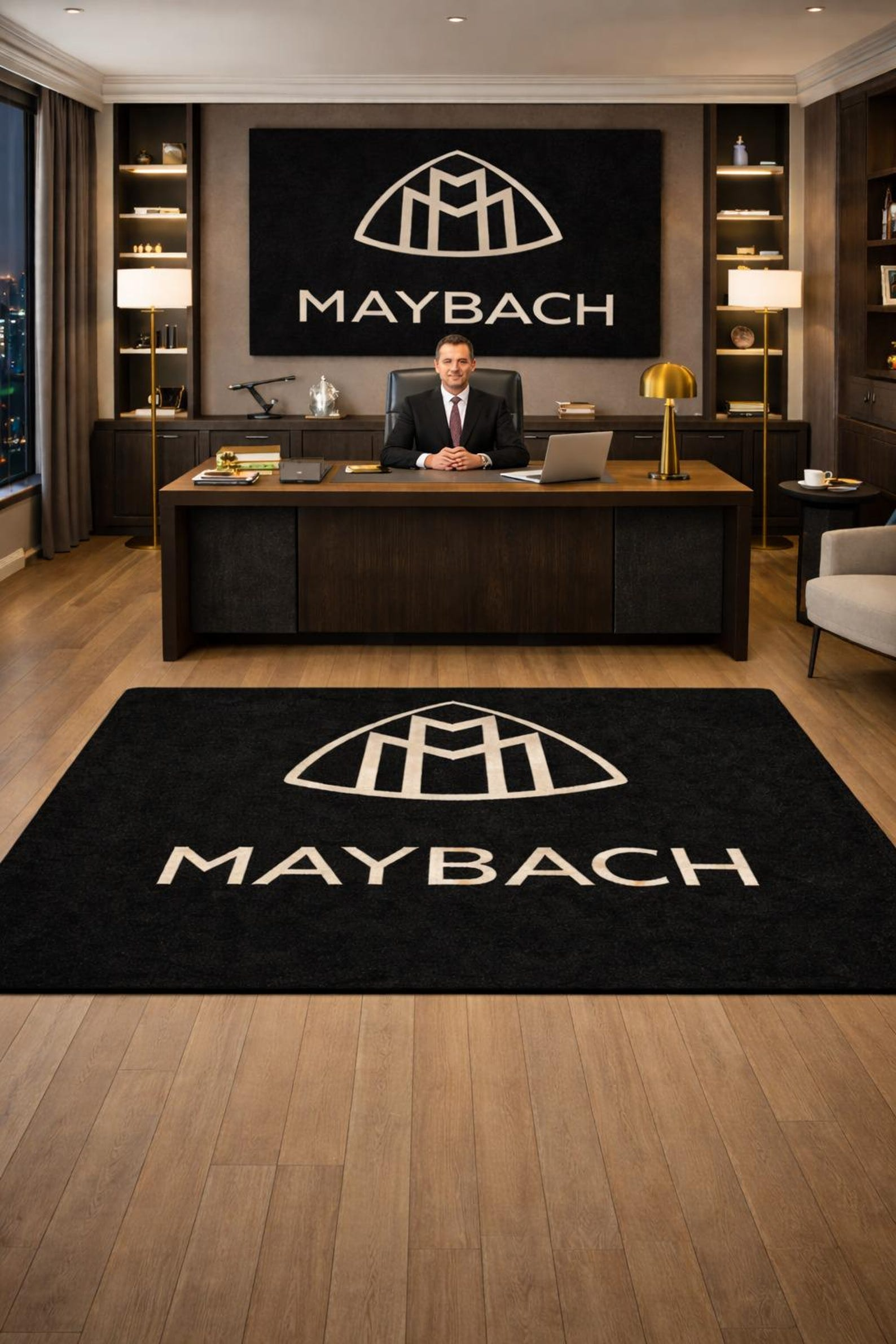 Mercedes Maybach Premium Luxury Rug (60x87) INCH (150x220) cm Home, Garage & Display Carpet Auto Area Carpet, Car Garage Decor,Car Floor Mat