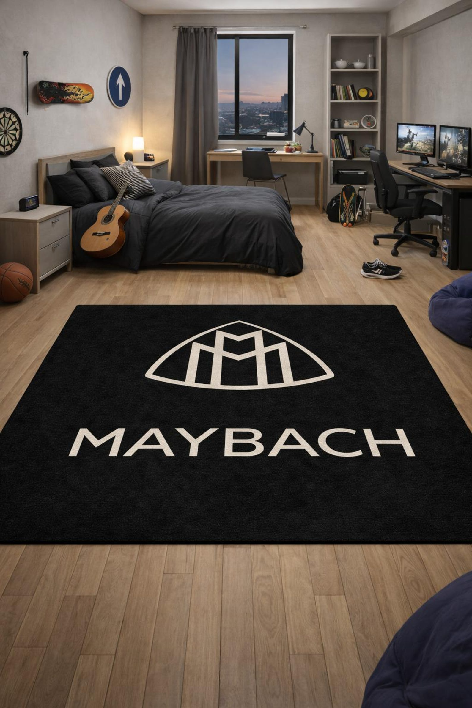Mercedes Maybach Premium Luxury Rug (60x87) INCH (150x220) cm Home, Garage & Display Carpet Auto Area Carpet, Car Garage Decor,Car Floor Mat