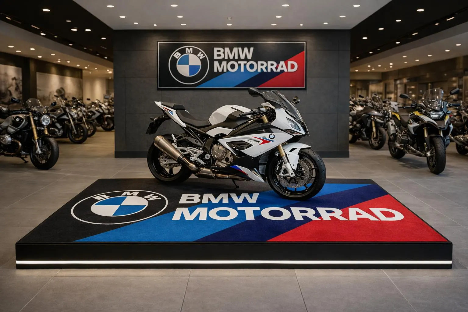 BMW Premium Custom Rug (28x87) INCHS (75x220)Cm – Motorcycle Garage & Room Decor