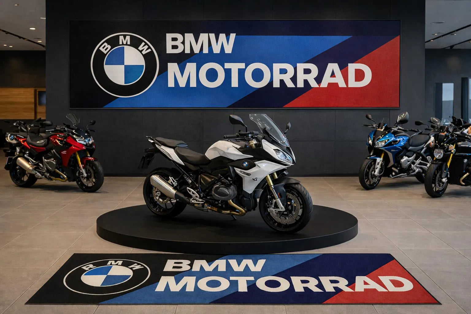 BMW Premium Custom Rug (28x87) INCHS (75x220)Cm – Motorcycle Garage & Room Decor