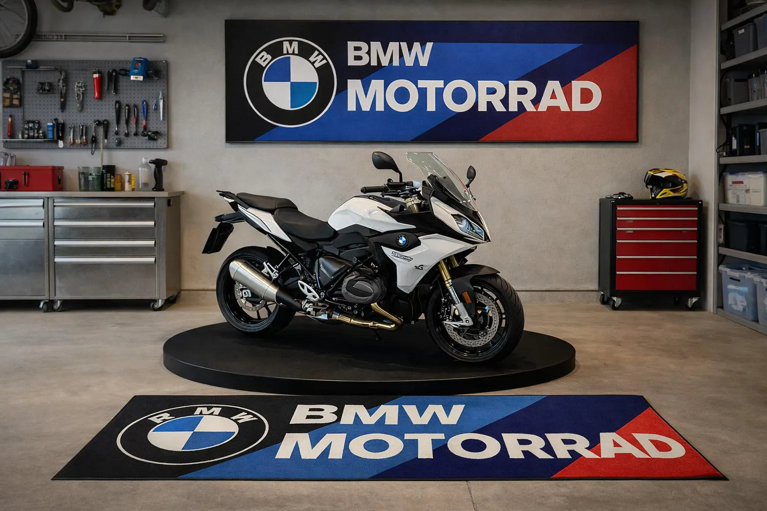 BMW Premium Custom Rug (28x87) INCHS (75x220)Cm – Motorcycle Garage & Room Decor