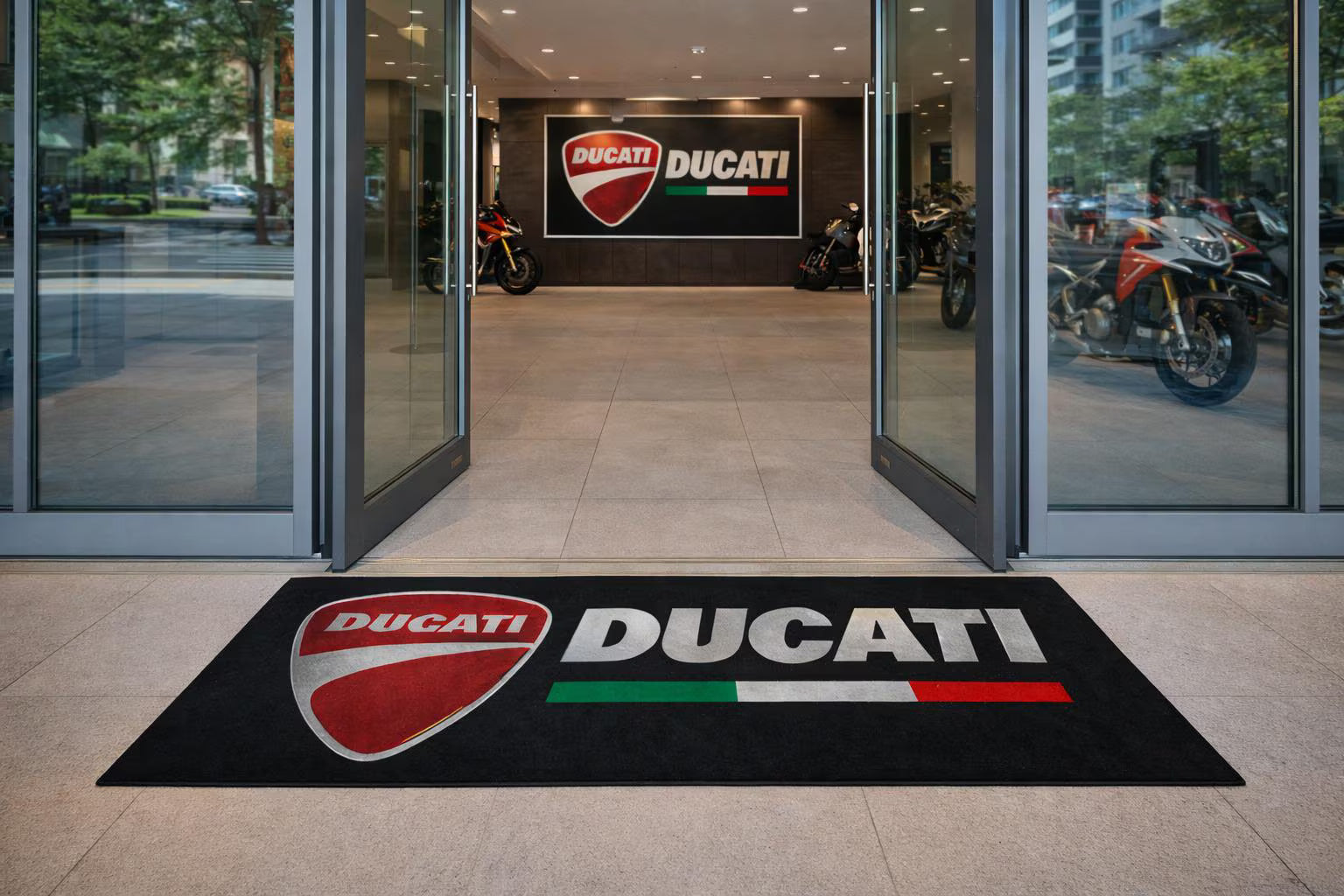 DUCATİ Premium Custom Rug (28x87) INCHS (75x220)Cm – Motorcycle Garage & Room Decor